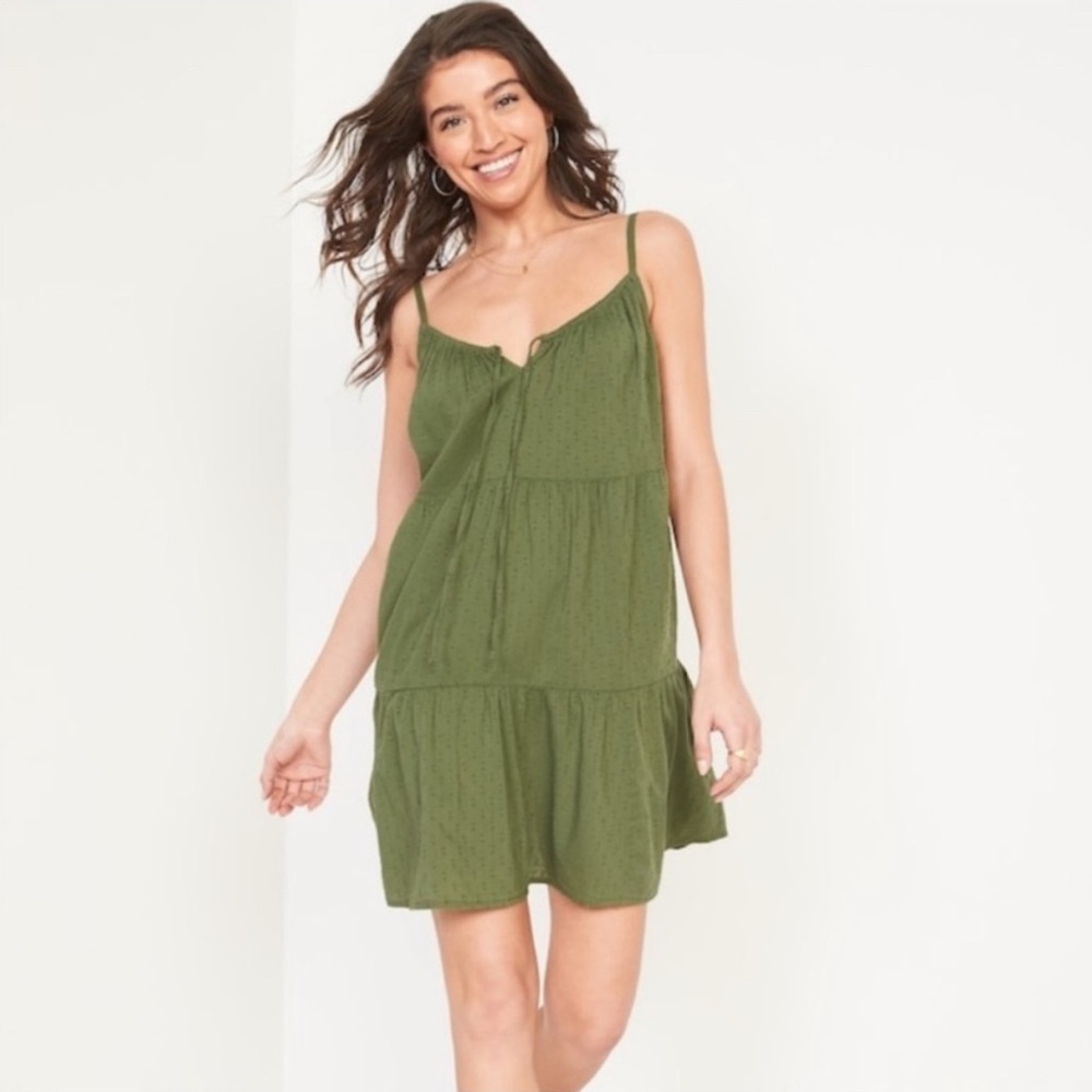 Old Navy Olive Green Tiered Summer Dress